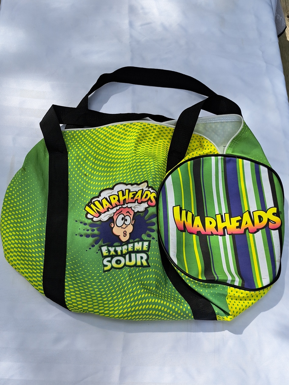 Rare Warheads Duffel Bag.neon streetwear Y2K fashion nostalgia Quirky